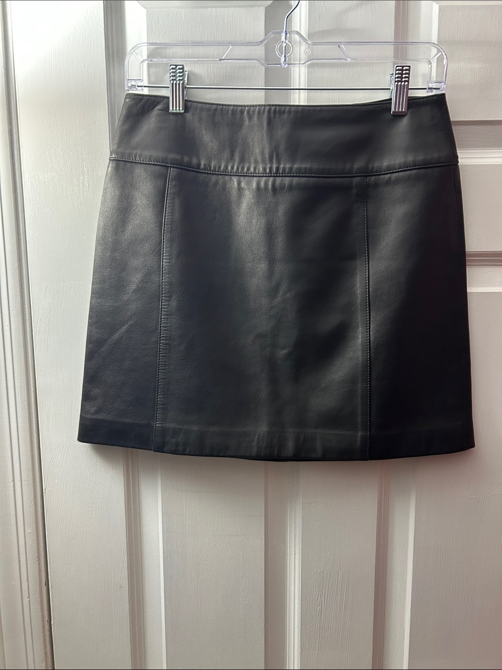 Vintage Y2K Tommy Hilfiger Chocolate Brown Leather Mini Skirt Size 0